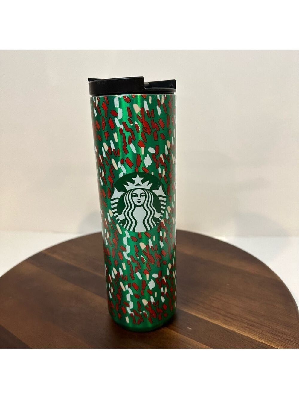 Starbucks 2019 Holiday Stainless Steel Tumbler 12 oz Green Red Confetti Travel